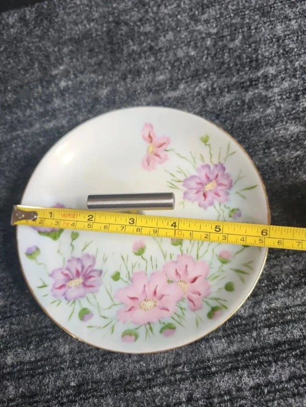 Vintage Hutschenreuther Upcycled Floral Porcelain Ring Dish & Jewelry Holder Bar